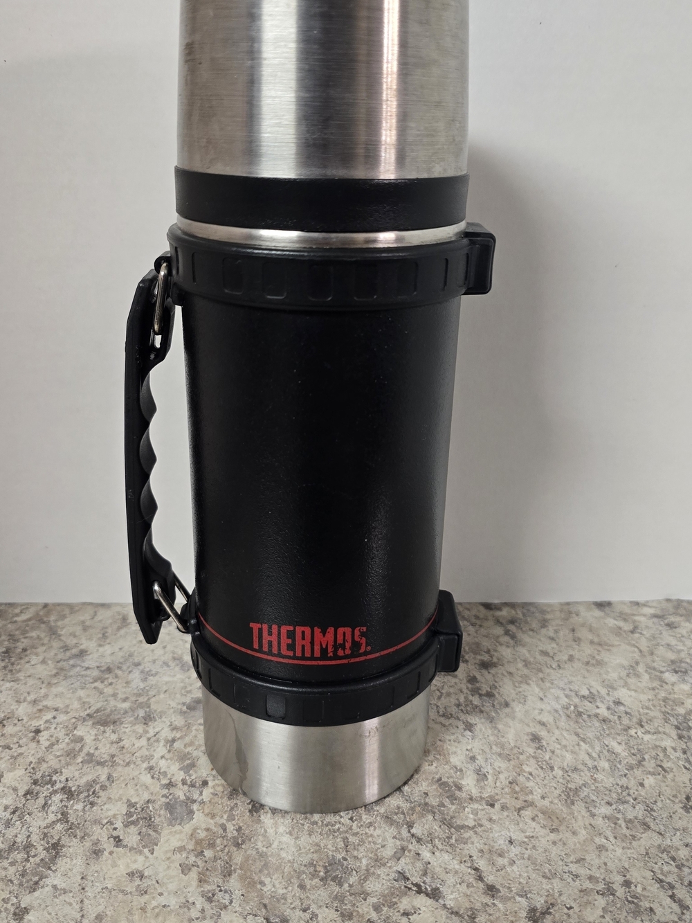 Thermos Black & Silver Stainless Steel Vacuum Bottle - Black